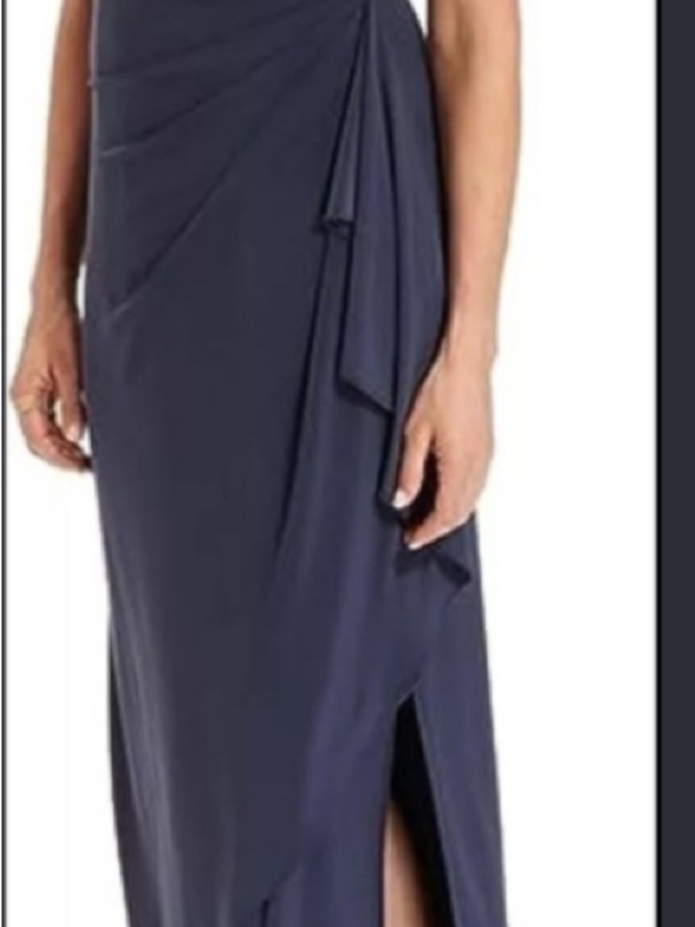 Alex Evenings Midnight Navy Draped Maxi Gown